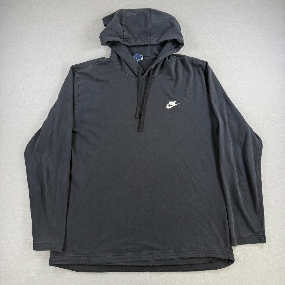 Nike Hoodie Shirt Mens‎ XL Black Faded Pullover Long Sleeve Cotton Lightweight